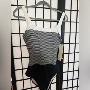 Onepiece Blue and White Striped Swim One Piece